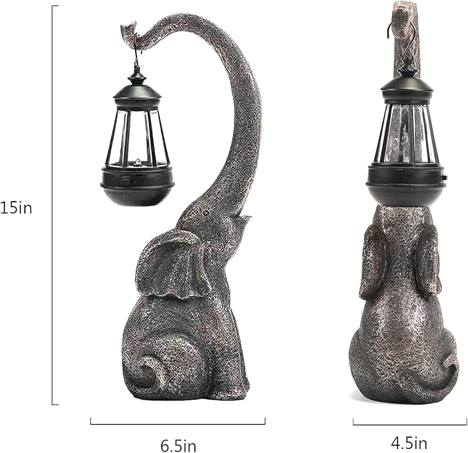 Elephant Garden Statue Solar Lights Outdoor Garden Decor for Outside Patio Home Porch Balcony, Yard Art Lawn Ornaments Elephant Decor Birthday Gifts for Women Mom Grandma Animal Lovers - Bloomnest