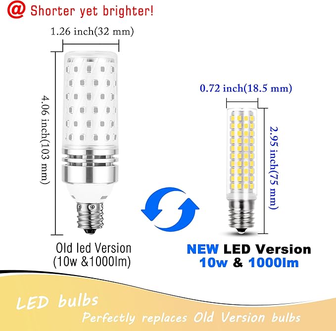 E17 LED Bulb 10 Watt Equivalent 100W 4000K Natural White 1000lm Non-Dimmable 120V E17 Intermediate Base LED Bulb for Desk Lamp, Ceiling Fan Lights, Headboard Reading Lights, Chandelier, 3 Pack - Bloomnest