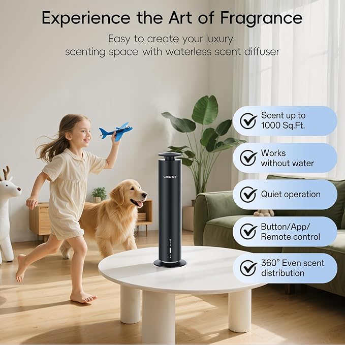 Waterless Scent Diffuser,Hotel Scent Diffuser-Smart APP Control-Cover Up to 1000 Sq.Ft.-Cold Air Tech,Scent Diffusers for Home,Aromatherapy,Large Room,Spa,Commercial-Black Essential Oil Diffuser - Bloomnest