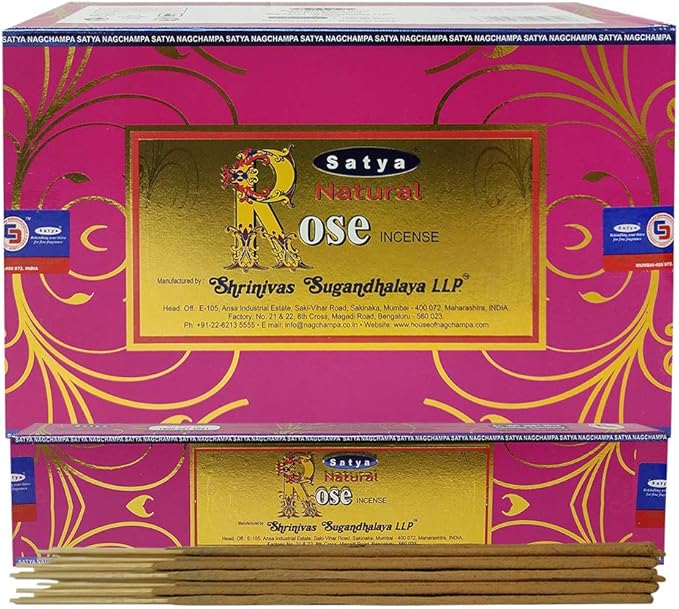 Natural Rose Incense Sticks and Incense Stick Holder Bundle Insence Satya - Bloomnest