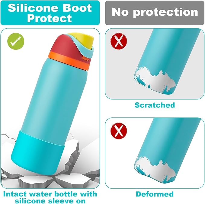 2PCS Silicone Water Bottle Boot for Owala 24oz 32oz 40oz, Anti-Slip Protective Sleeve Bottom Bumper Protector for FreeSip, Twist, and Flip Stainless Steel Water Bottles Alwenid