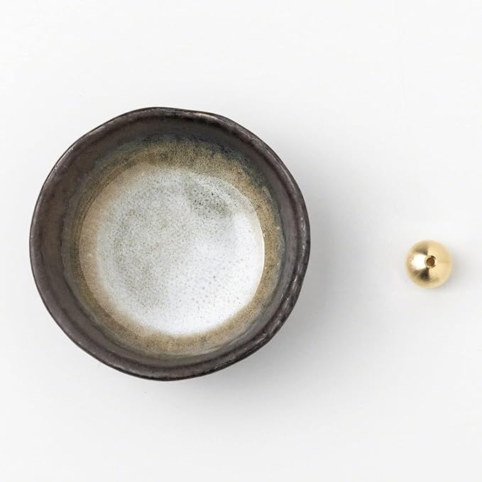 Asayu Japan Small Mini Incense Holder for Sticks 3.3 inch (83mm), Made in Japan Ceramic Ash Catcher & Brass Incense Burner Set for Relaxation, Yoga- Small Zen Incense Holder - Bloomnest