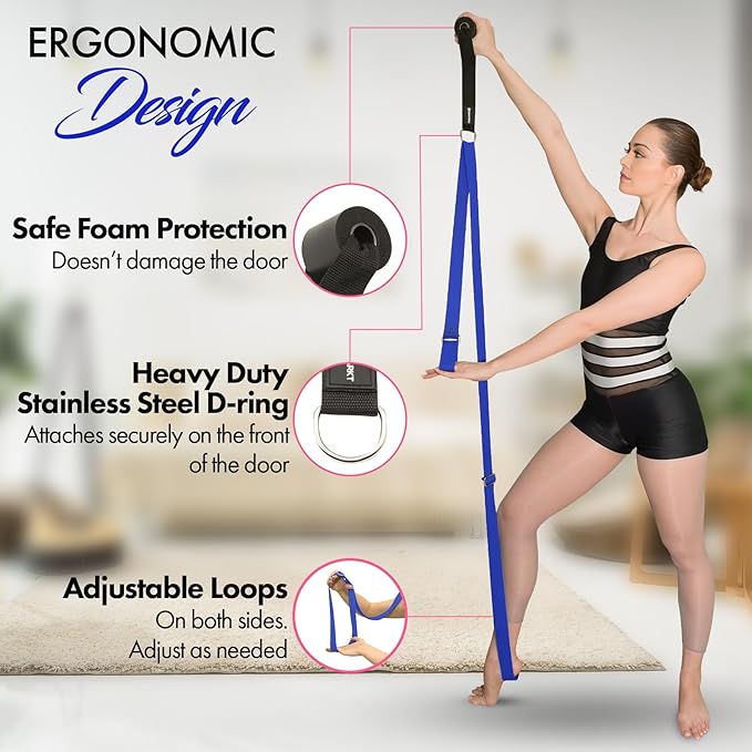 Stretching Strap With Door Anchor - Stretching Equipment to Improve Legs Flexibility - Splits Trainer For Home Ideal In Ballet, Dance, Cheerleading, Taekwondo, Yoga, Pole Dancing & Gymnastics - Bloomnest