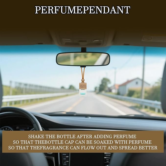 4-Pack Refillable Car Air Freshener Hanging Diffuser Empty Glass Bottle with Wooden Cap & Reed Sticks Essential Oil Aromatherapy Pendant Drift Car Fresheners for Women Men-Car Accessories - Bloomnest