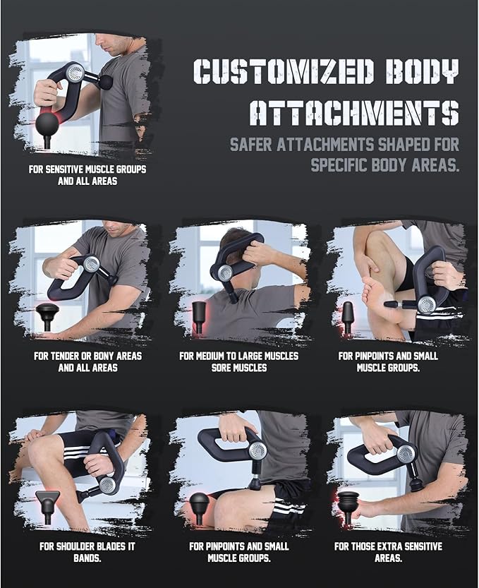 Shaw Strength S6 Pro Massage Gun Deep Tissue Percussion with 16mm Amplitude, Professional Muscle Massager Gun for Athletes Pain Relief, Handheld Massagers for Muscles, 7 Attachments - Bloomnest