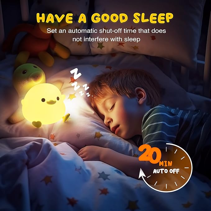 UNEEDE LED Cute Bean Duck Night Light, DoDo Duck Silicone Nursery Night Light Squishy Dimmable Rechargeable Table Bedside Lamp with Touch Sensor for Bedrooms, Living Room Unique Dorm Decor Gift Toy - Bloomnest