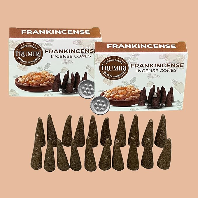 TRUMIRI Frankincense - Scented Incense Cones - Total 20 Cone Incense - Dual Pack of 10 Insence Cones - Incense Cones Scented - Cone Incense Scents - Insense Cones - Incent Cone TRUMIRI