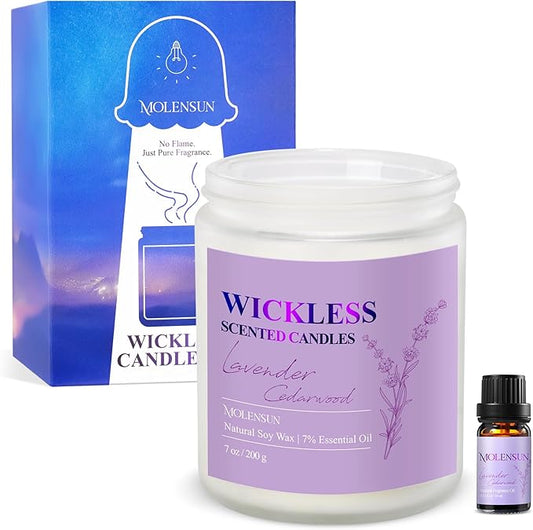 Lavender Cedarwood Wickless Candle for Candle Warmer Lamp with 10ml Essential Oil for Custom Aroma, Flameless Non-Toxic Soy Scented Candle for Home, Christmas Holiday or Birthday Gift for Women & Men - Bloomnest