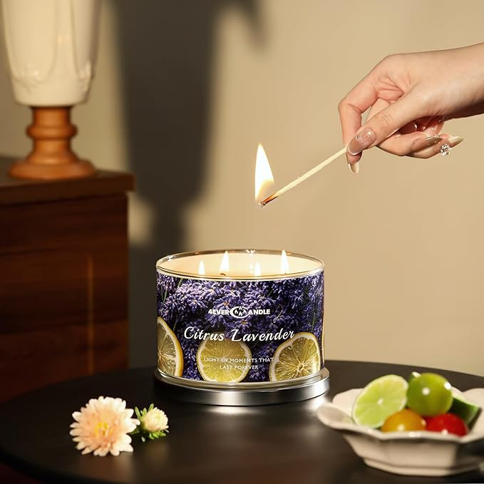 Citrus Lavender Scented Candles, 18oz Soy Candles Non Toxic 4-Wick Large Candle Jars, Over 50 Hours of Burning Time, Ideal for Gifting, Events, Home Decor - Bloomnest