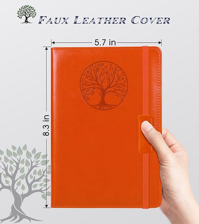 Lined Journal Notebook for Women Men,256 Pages A5 Hardcover Leather Journals for Writing,Travel,Business,Work & School,College Ruled Notebooks for Note Taking,Diary Notepad 5.7"×8.3" orange - Bloomnest
