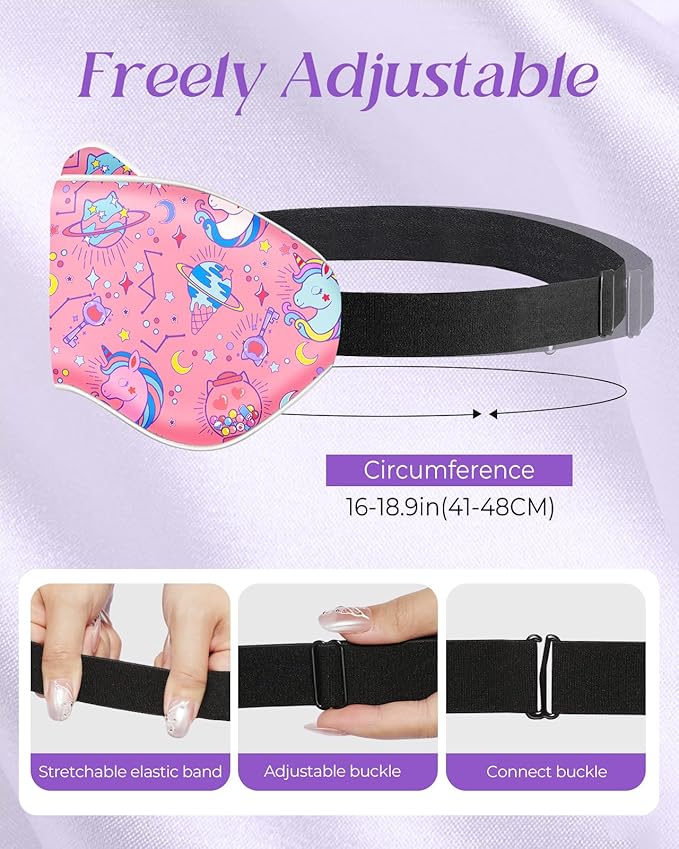 Sleep Mask for Kids - Cute Kawaii Cartoon Silk Sleeping Mask with Adjustable Strap Soft Smooth Light Eye Mask for Sleeping Silk Kids Eye Cover for Boys Girls Teens, Ice Cream Planet - Bloomnest