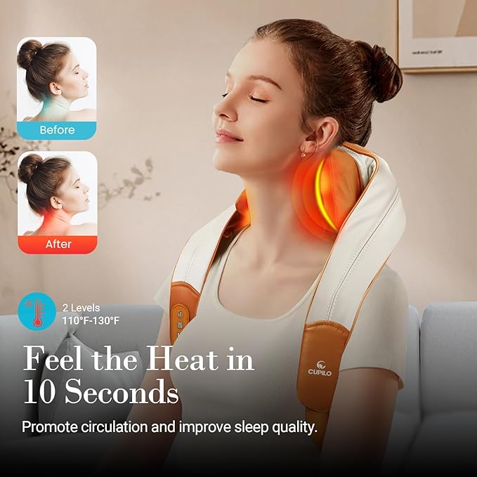Shiatsu Neck Massager with Heat - Ideal Gift for Women,Men,Cordless 4D Expert Neck Shoulder Massage for Pain Relief,Upgarded Kneading Massager for Muscle Relaxation