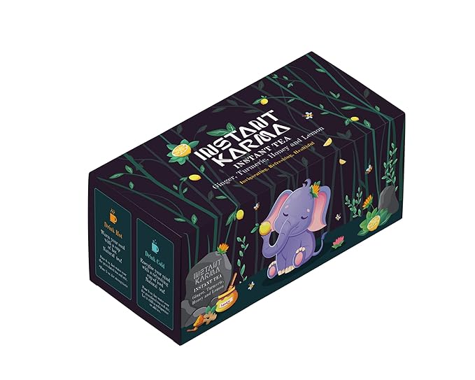 Instant Karma Tea | Ginger, Turmeric, Honey & Lemon Instant Tea | All-Natural, Caffeine-Free, No Added Sugar | Soothing & Revitalizing | 20 Sachets (Ginger, Turmeric, Honey, and Lemon) - Bloomnest
