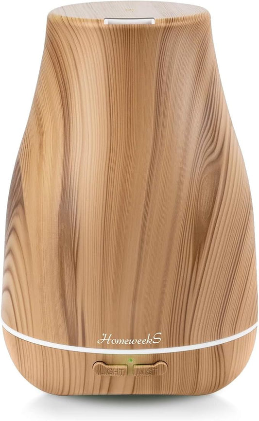 Aromatherapy Essential Oil Diffuser for Room: 100ml Air Humidifier Aroma Scent Cool Mist Diffusers Colorful Light Cute Mini Small Waterless Auto Off Ultrasonic for Home Bedroom (Yellow Wood Grain) - Bloomnest