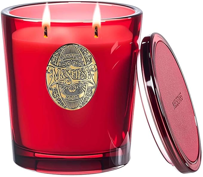 M&SENSE Large Two-Wick Soy Candle | Wild Rose & Red | 19.8 oz, 120H Burn Time | Luxury Scented Candle for Relaxation, Gifting, Home Décor | Ideal for Bedroom, Office, Party Ambiance - Bloomnest