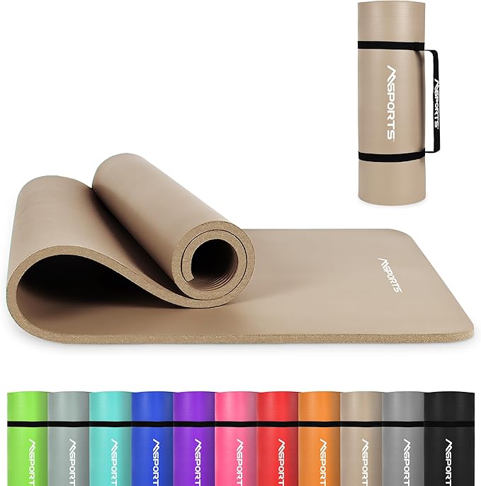 Yoga Mat Premium Non Slip Thick – Extra Comfortable Exercise Mat for Home Workouts, Pilates, Stretching & Gym – Cushioned NBR Foam, Gym Mat with Strap, for Women & Men - Bloomnest