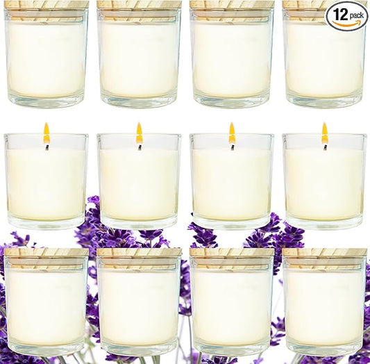 12 Pcs 6 Oz Mini Soy Candles,Lavender Scented Bulk Candle Set,Aromatherapy Candle,Great Stress Relieving Scented Candles for Girls as a Gift for Birthdays, Weddings Party Favors! - Bloomnest