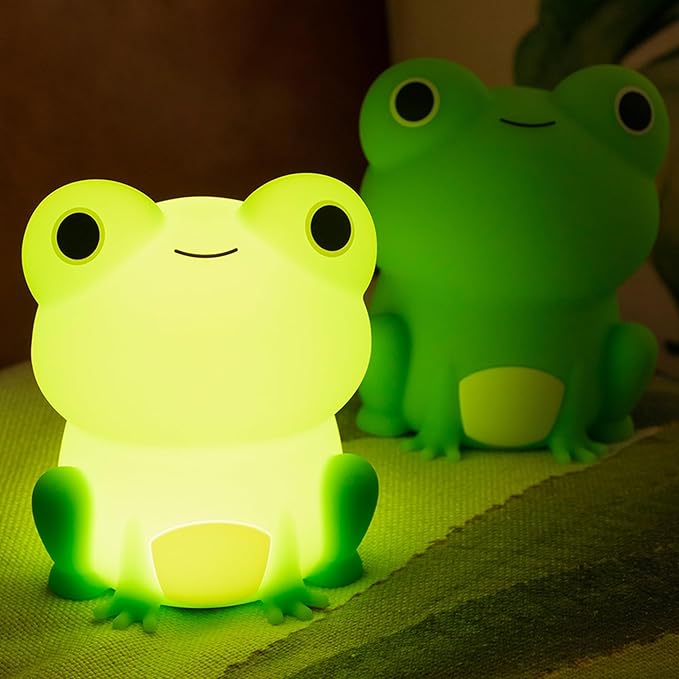 Attivolife Cute Frog Night Light for Kid, Squishy Animal Silicone Lamp, Rechargeable Portable and Dimmable Touch Control, Best Bedroom Bedside Decor Christmas Birthday Gift for Boy Girl Toddler - Bloomnest