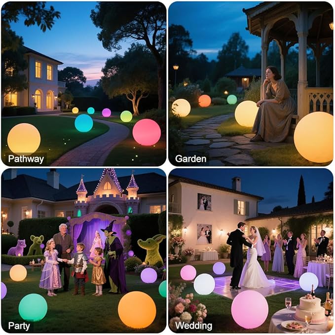 16 In Cordless LED Glowing Ball Light, LED Globe Orb Night Light w/Remote,16RGB Color Changing Waterproof Light Up Ball Rechargeable Indoor/Outdoor Mood Lamp for Nursery Garden Patio Party Bar Decor. - Bloomnest