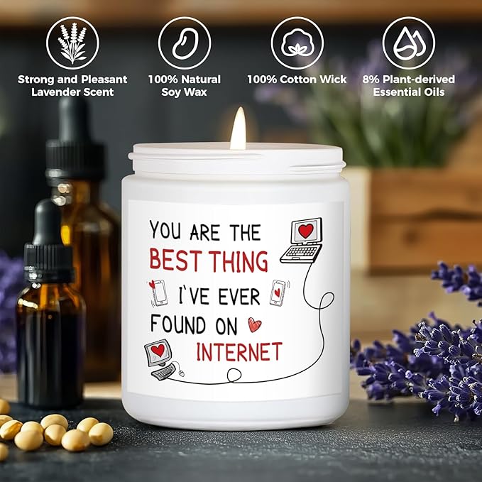MOASITN Candles for Women Men, Valentines Day, Birthday, Anniversary Romantic & Funny Candle for Girlfriend, Boyfriend, Wife, Friends, Best Thing I Found on The Internet Scented Candles for Her Him - Bloomnest