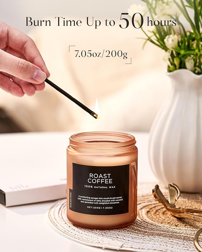 M&SENSE Coffee Candles Scented Strong, Organic Natural Soy Wax for Bedroom Kitchen Home Decor, 7.05oz 50 Hours Slow Burn Candle Highly Scented Candle Housewarming Gift for Men Women - Bloomnest