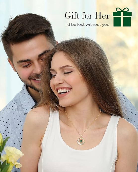 S925 Necklace Gift for Wife |Compass Jewelry |Women Anniversary |Sterling Silver |Girlfriend Birthday Gifts for Her Valentines |I'd be Lost without You |Jewel 18K Gold - Bloomnest