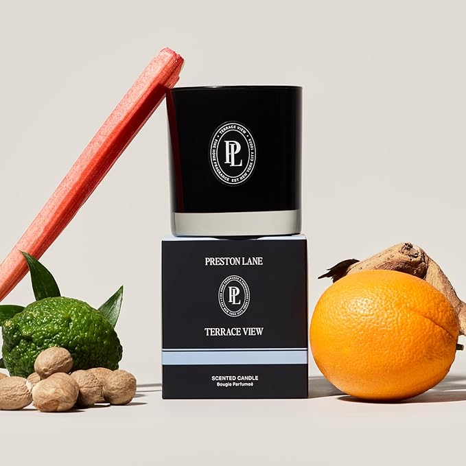 Preston Lane Luxury 2-Wick Scented Candle, Terrace View, 7.5 oz Hand-Poured in USA | Long Burn Time (20–30 Hrs), Vegan Soy Wax Blend, Decorative Glass Vessel, Fine Italian Fragrance - Bloomnest