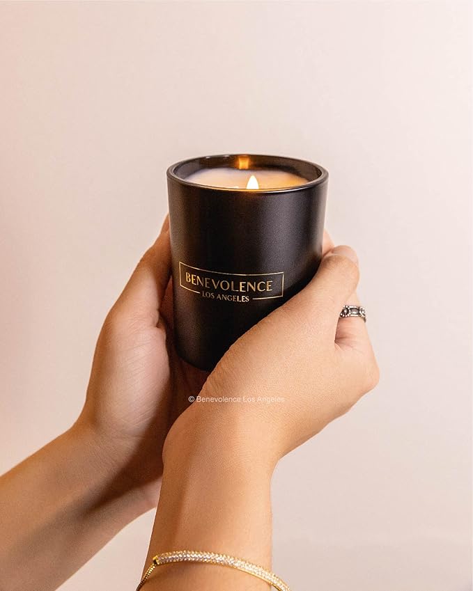 Benevolence LA Clearance Candles Bergamot & Jasmine Christmas Scented Candles | Soy Black Holiday Candle for Home | Gifts for Women and Men | Home Fragrance | Aromatherapy | 6oz - Bloomnest
