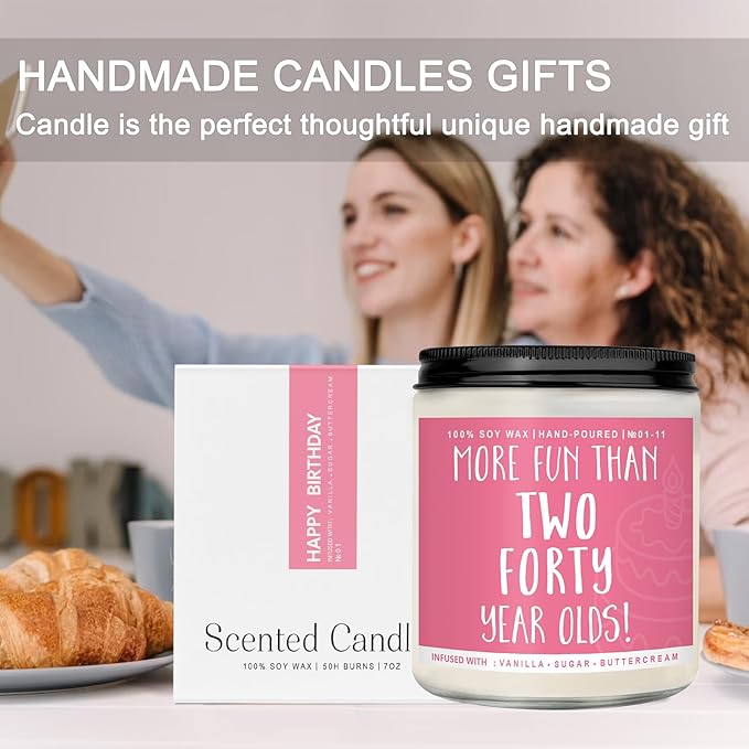 80th Birthday Gifts for Women, Perfect Birthday Present, Funny Presents for Mom, Friends, Wife, Sister, 7oz Vanilla Cream-Scented Candle - Bloomnest