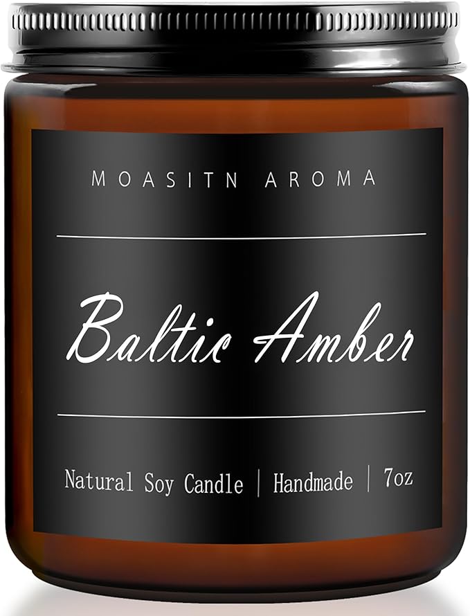 MOASITN Baltic Amber Highly Scented Candles for Home| Natural Soy Aromatherapy candle| Handmade Long Lasting Jar Candle| Candel Gift for Women,Men as Birthday,Housewarming,Relaxing,Christmas Gifts|7oz - Bloomnest