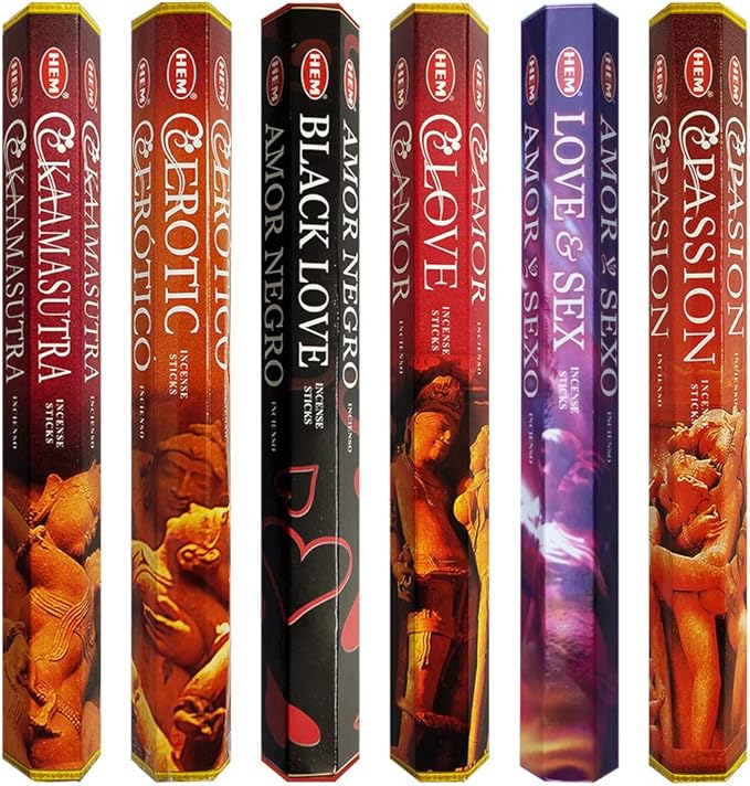 Hem Incense Sticks Variety Pack #24 and Incense Stick Holder Bundle with 6 Love Themed Fragrances - Bloomnest