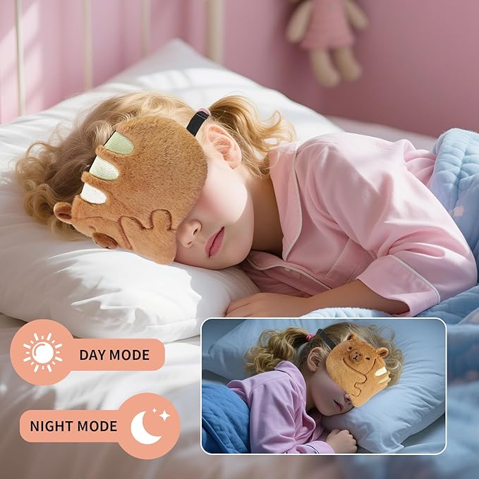 Cute Sleep Masks Cartoon Eye Mask Plush Sleeping Mask Kawaii Travel Blindfold - Funny Novelty Eye Shade for Kids, Girls & Adults, Brown Baguette - Bloomnest