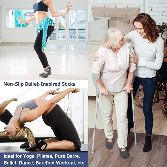 Ozaiic Pilates Socks for Women Non Slip Grip, Yoga Socks with Grippers for Barre, Hospital, Ballet, Dance, Barefoot Workout - Bloomnest