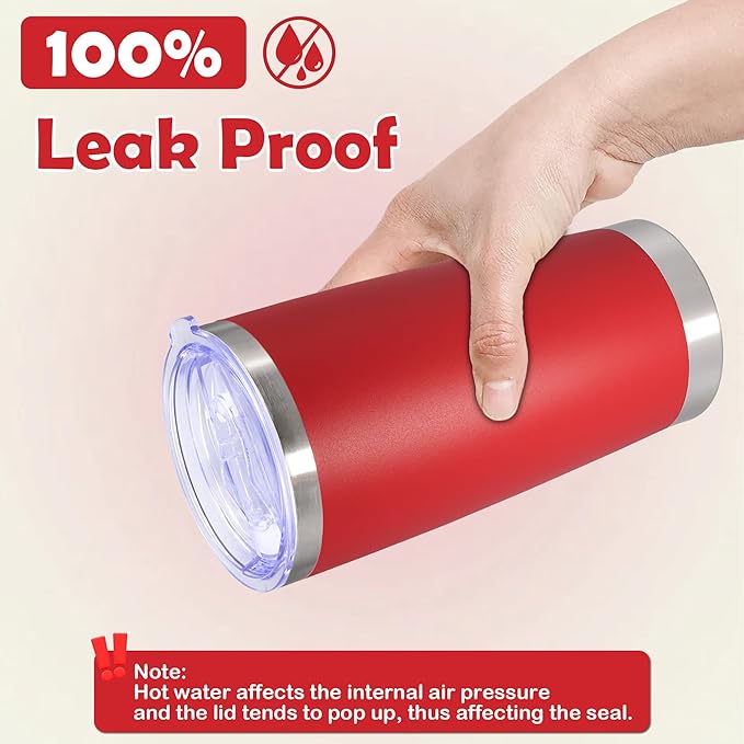 20oz Tumbler Bulk Stainless Steel Tumbler Cup with Lid Vacuum Insulated Double Wall Travel Mug, Durable Powder Coated Travel Coffee Tumbler Mug for Hot & Cold Drinks, Red,12 Pack