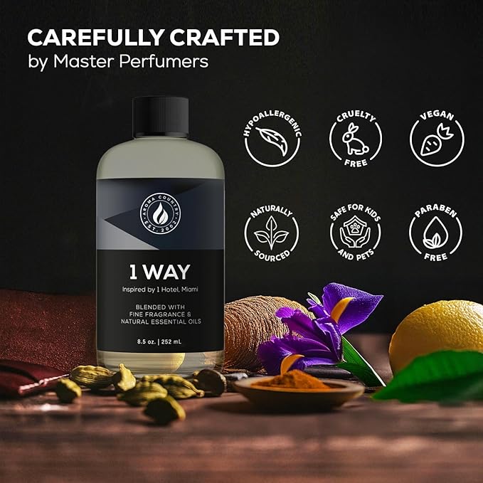 Aroma Country 1 Way Diffuser Oil - Luxury Hotel Santal Fragrance Oil for Diffuser Refill, Sandalwood Home Aroma Diffusers & Room Spray - My Way Premium Aromatherapy Oils & Home Scent (8.5 Fl Oz) AromaCountry