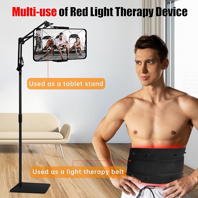 Red Light Therapy Lamp 10-in-1 with Stand & Belt, 660nm Red Light and 850nm Near Infrared, Face & Body Care Device for Skin & Muscle Recovery YOEYOU