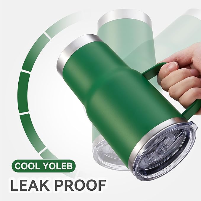 30 oz Tumbler with Handle and Lid, Stainless Steel Tumblers Double Wall Vacuum Insulated Travel Mug Leak Proof Cup Keep Drinks Cold and Hot Dark Green, 1 Pack - Bloomnest