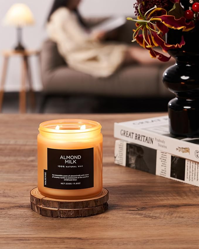 M&SENSE Creamy Vanilla Scented Candle, 11.6oz Clean Non Toxic Home Sweet Scent 70 Hours Burn Time Fragrance Candle for Women Teacher Friends, 2 Wick Natural Soy Wax for Home Decor - Bloomnest