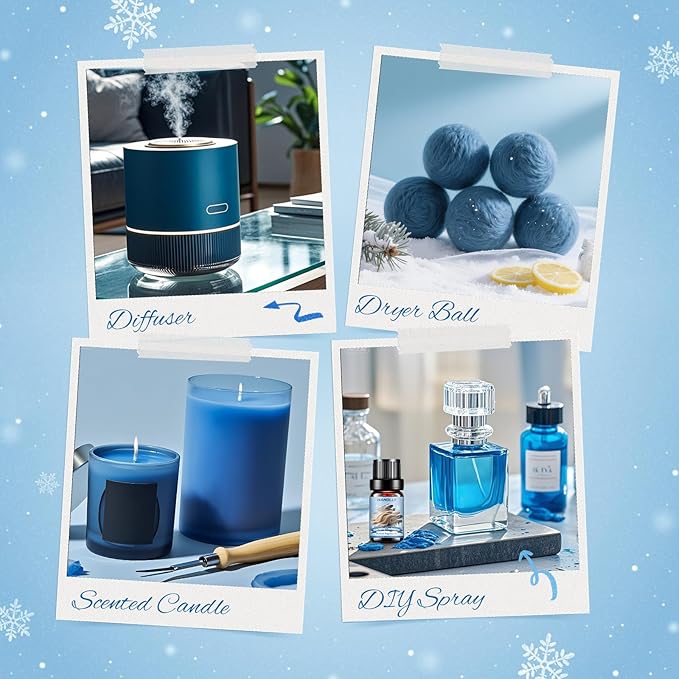 Winter Fragrance Oil Set, 6 Premium Holiday Essential Oils Set for Diffuser, Candle Making - Winter Spice, Winter Glow, Nutcracker, Warming Cashmere, Vanilla Pinecones, Snowkissed Lodge Scented Oil - Bloomnest
