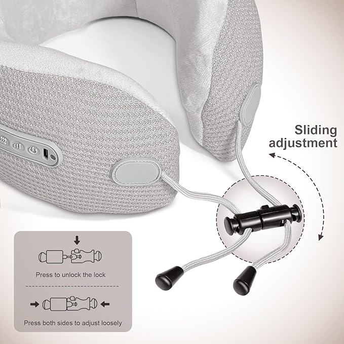 Electric Neck Massager,Portable Travel Pillow with Massage and Heat,Rechargeable vibrating Neck Pillow Massager,Perfect for Pain Relief at Home,Office,Travel,Fathers Day Gift Ideas from Daughter Son - Bloomnest