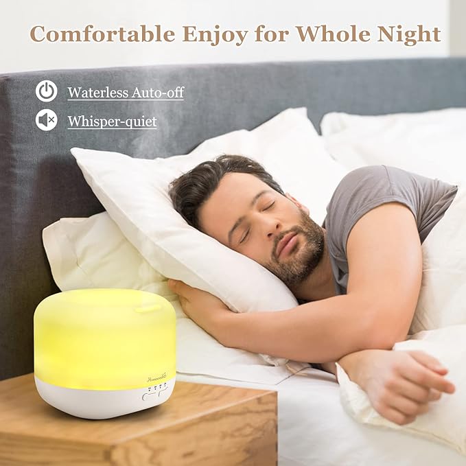 Aromatherapy Essential Oil Diffuser for Room: Air Humidifier Aroma Scent Cool Mist Colorful Lights Cute Small Large Waterless Auto Off Ultrasonic Diffusers for Home Bedroom White (300ml) - Bloomnest