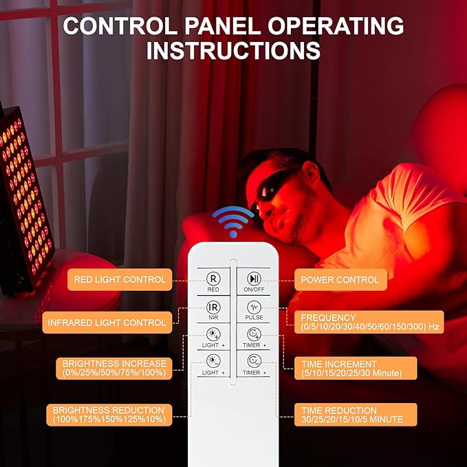 Red Light Therapy Panel for Face and Body, Infrared Light Therapy with Timer & Remote Control, Quad Wave 660nm 850nm 630nm 940nm Near Infrared Light Therapy Panel Portable Dual Chip LED Device BONLIBRO