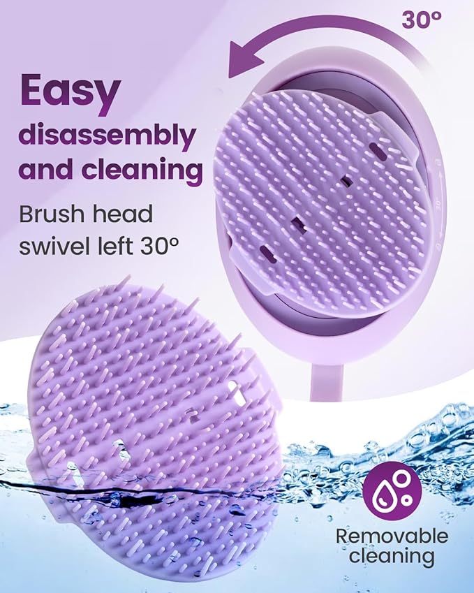 Electric Scalp Massager – Rechargeable Head Massager with Anion Technology, Portable Anti-Frizz Scalp Tool, Scalp Massager Gift for Men & Women(Purple) PUFIERDisco