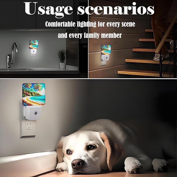 Seaside Town Night Light,Plug Into Wall Decor for Stairway,Hallway,Kitchen,Dusk to Dawn Sensor Nightlights for Boys/Girls/Women/Men Room Gifts - Bloomnest