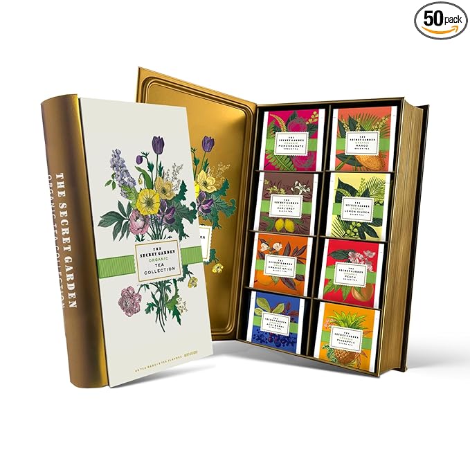 Life Plus Style Gourmet The Secret Garden Organic Tea Gift Set 80 Tea Bags 8 Flavours Green & Black Assorted Pack Wellness Sampler Tea Set Collection with Mango & Fruit Infusions Premium Birthday Gift for Women - Bloomnest