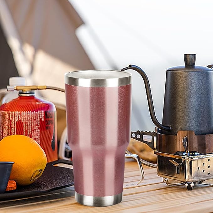 30 oz Tumbler with Lids and Straws Double Wall Vacuum Insulated Tumbler Cup,Stainless Steel Leak-proof Thermal Tumbler Travel Coffee Mug for Cold and Hot Drinks,Rose Gold - Bloomnest
