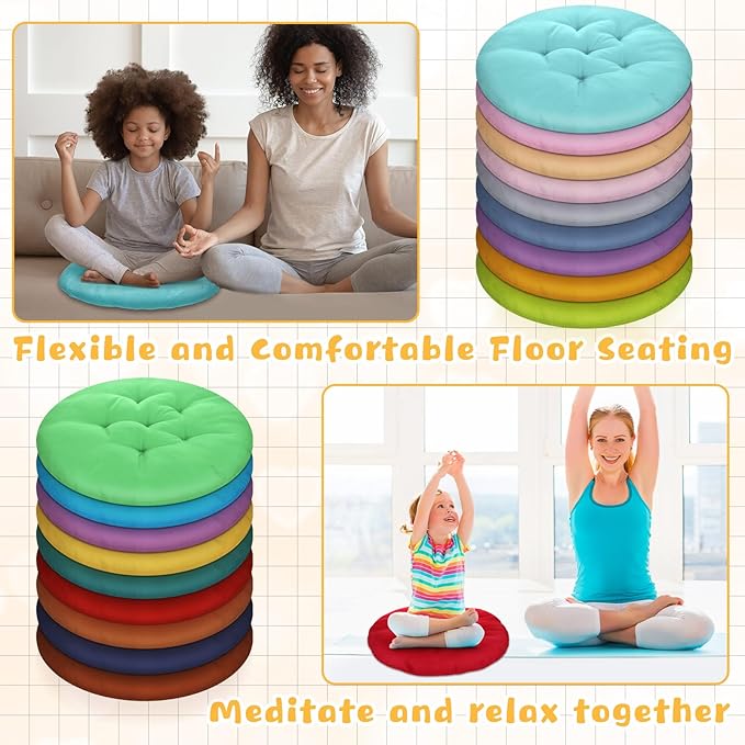 Tinideya 36 Pcs Round Floor Pillows 15.7 Inch Flexible Seating Pillows Chair Floor Cushions Reading Cushions for Kids Adults Classroom Home School Playing Supplies,18 Colors(Colorful) - Bloomnest
