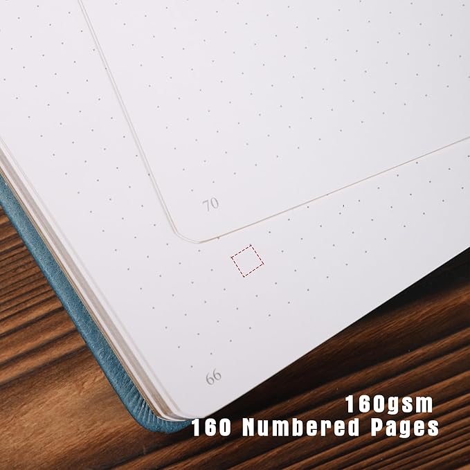 TIEFOSSI Dotted Journal Notebook, Dot Grid Notebook for Women Men, Hardcover PU Leather Journal, 160 GSM Thick Paper, 160 Numbered Pages with Gold Edges, 8 x 8 Square Diary - Bloomnest