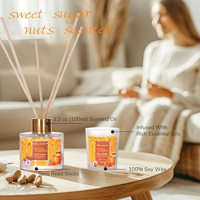 Gift Baskets for Women, Bath and Body Gift Set for her with 13pcs Honey Almond Scented Spa Gifts for Women, Bath Sets Includes Scented Candle, Shower Steamer, Bubble Bath, Bath Salt. Mothers Day Gifts - Bloomnest