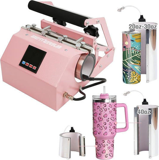 BetterSub 3in1 40 OZ Tumbler Mug Heat Press Machine 30 OZ 20 OZ 16 OZ Sublimation Straight Skinny Tumbler Mug,11 OZ 15 OZ 16 OZ Sublimation Mug Heat Transfer Pink - Bloomnest